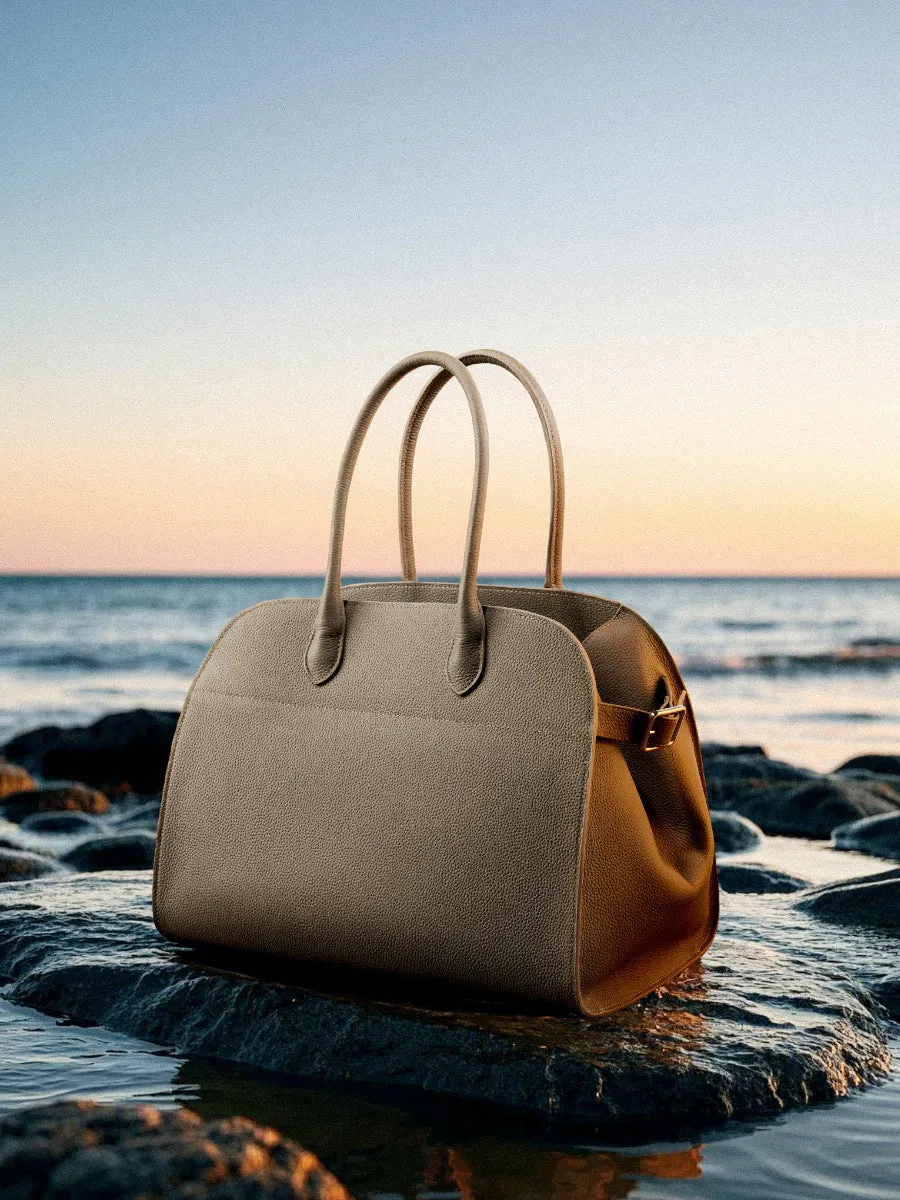 38CM TOGO Head Leather Large Capacity Leather Tote Bag 2991 grey