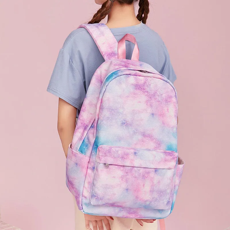 3Pcs Tie-Dye School Bag Set Backpack Lunch Bag Pencil Case