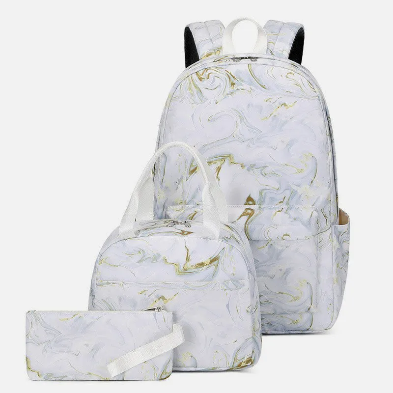 3Pcs Tie-Dye School Bag Set Backpack Lunch Bag Pencil Case