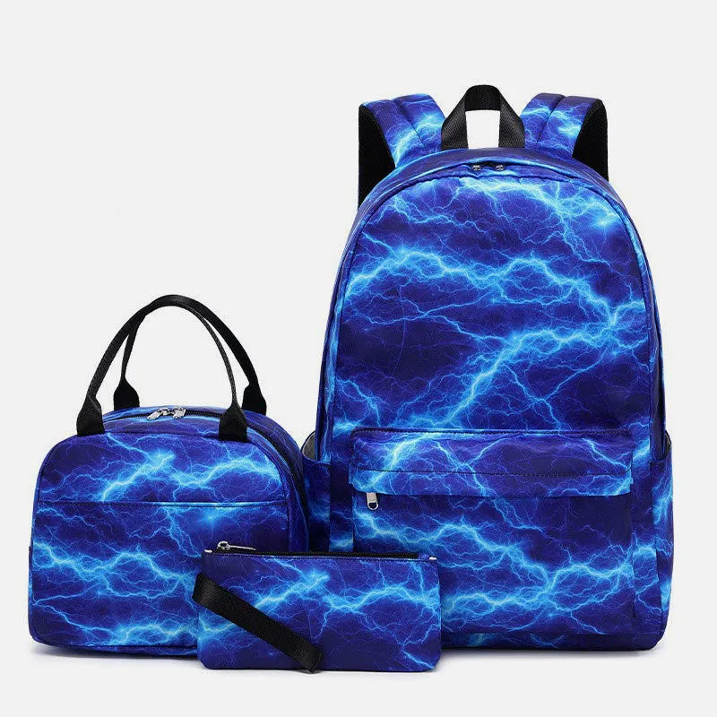 3Pcs Tie-Dye School Bag Set Backpack Lunch Bag Pencil Case