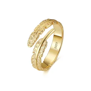 925 Silver Feather Shape Open Ring