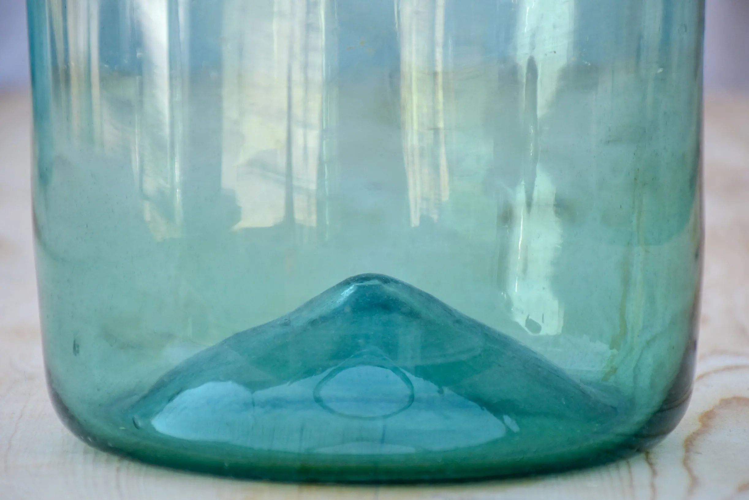 Antique French preserving jar with blue / green glass