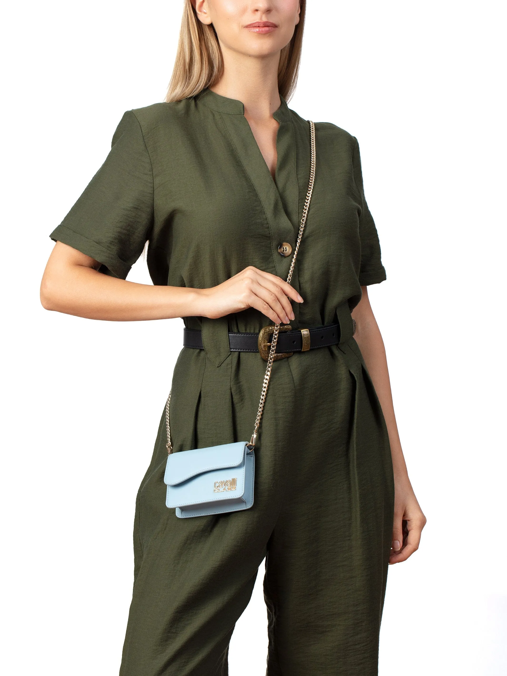 Cavalli Class CORTINA  Light Blue Small Shoulder Bag