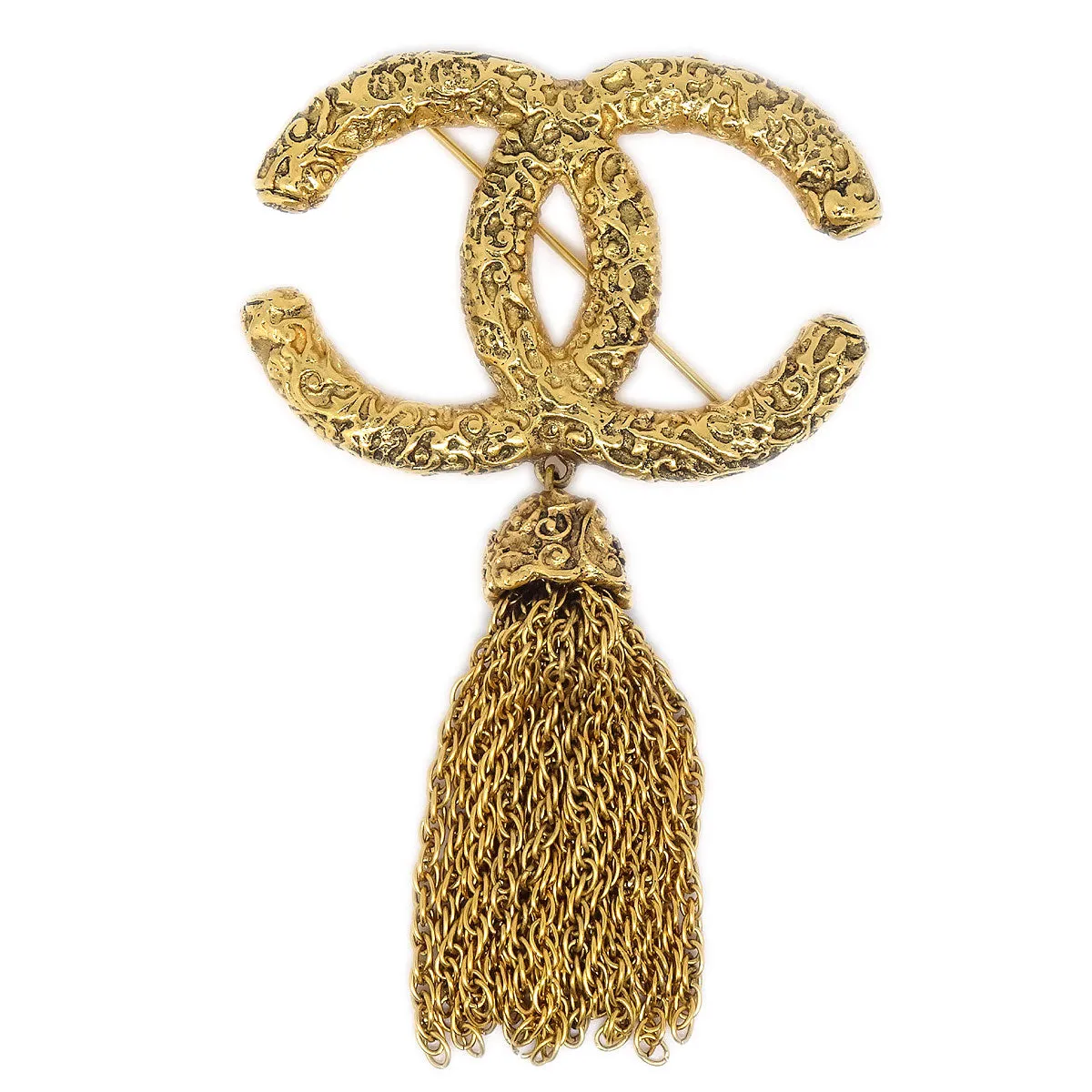 CHANEL 1993 Florentine Filigree Tassel Brooch Medium 86124