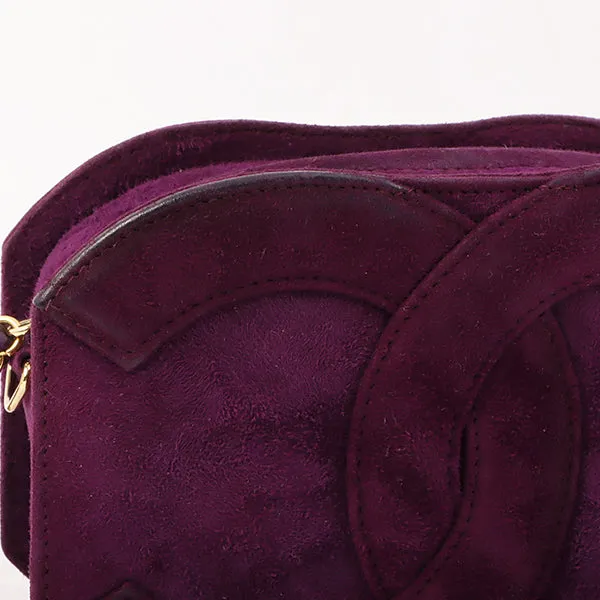 Chanel Around 1990 Made Suede Big Cc Mark Stitch Fringe Chain Bag Purple