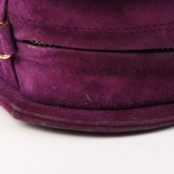 Chanel Around 1990 Made Suede Big Cc Mark Stitch Fringe Chain Bag Purple