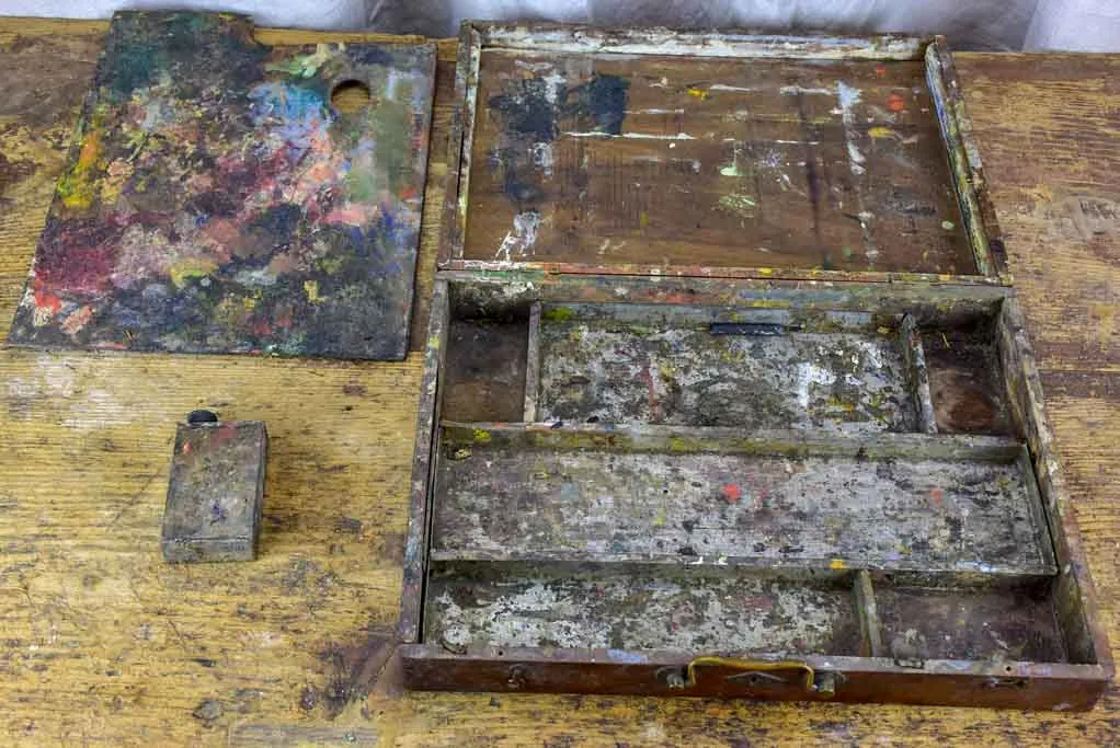 Collection of three antique French paint boxes