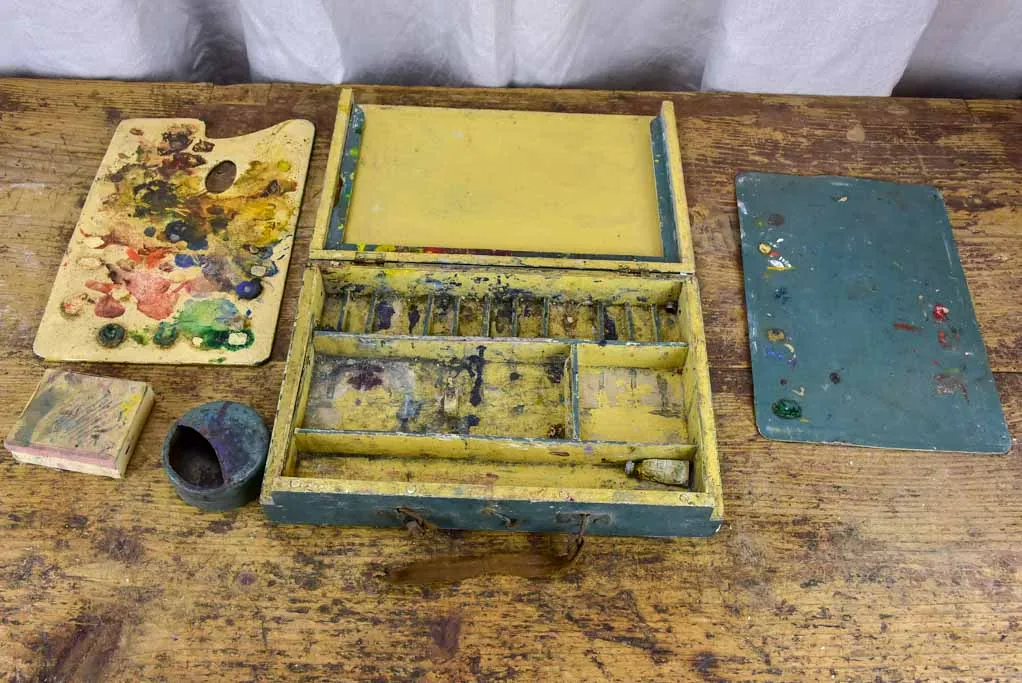 Collection of three antique French paint boxes