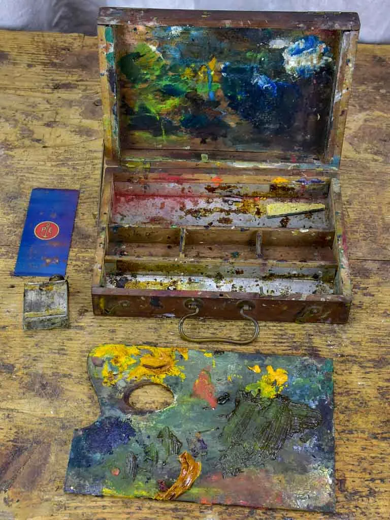 Collection of three antique French paint boxes