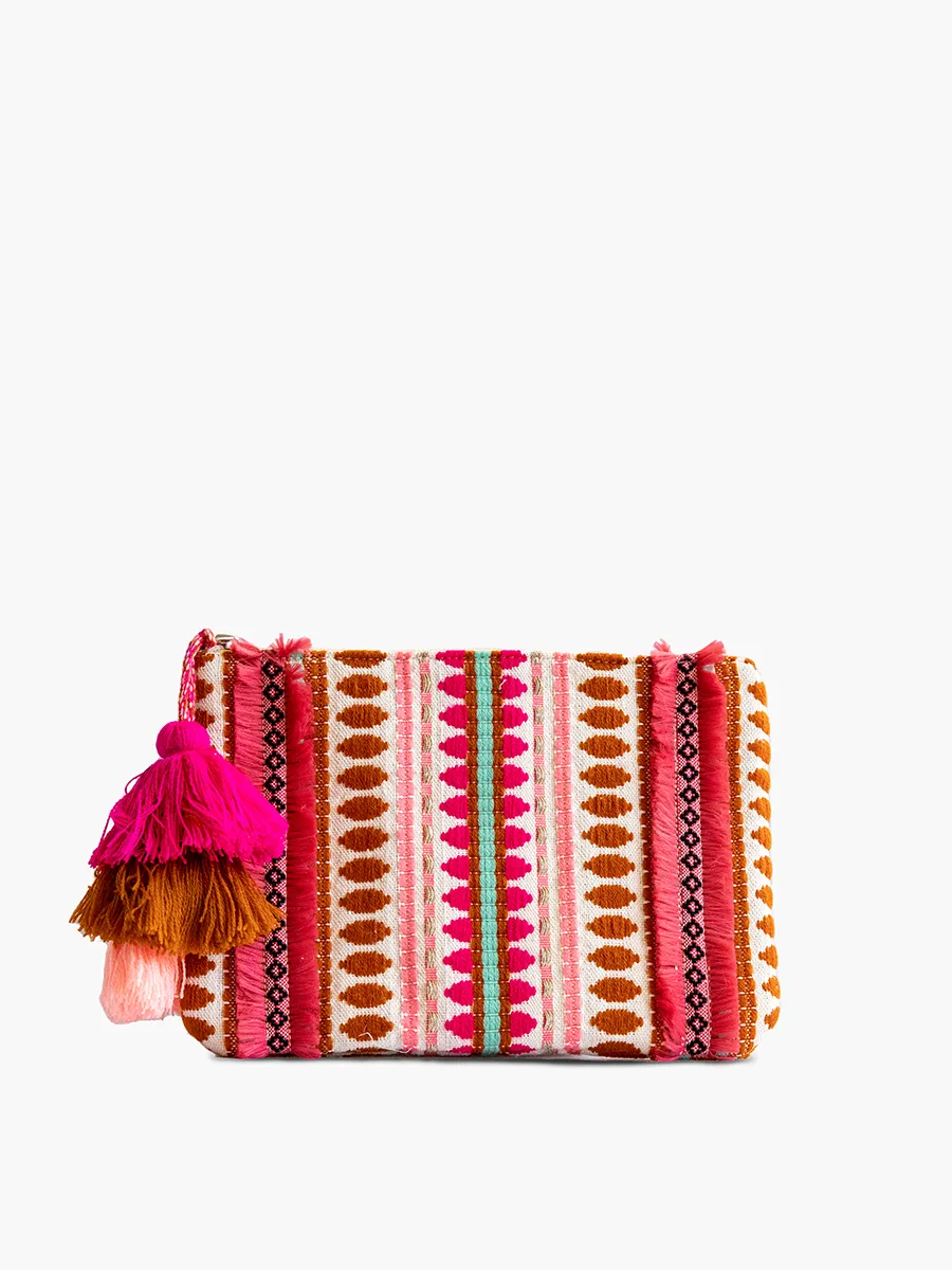 Faith Printed Cotton Pouch w/ Triple Tassels