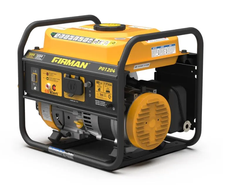 Firman P01204 Generator 1200W/1500W 20 Amp With CO Alert New