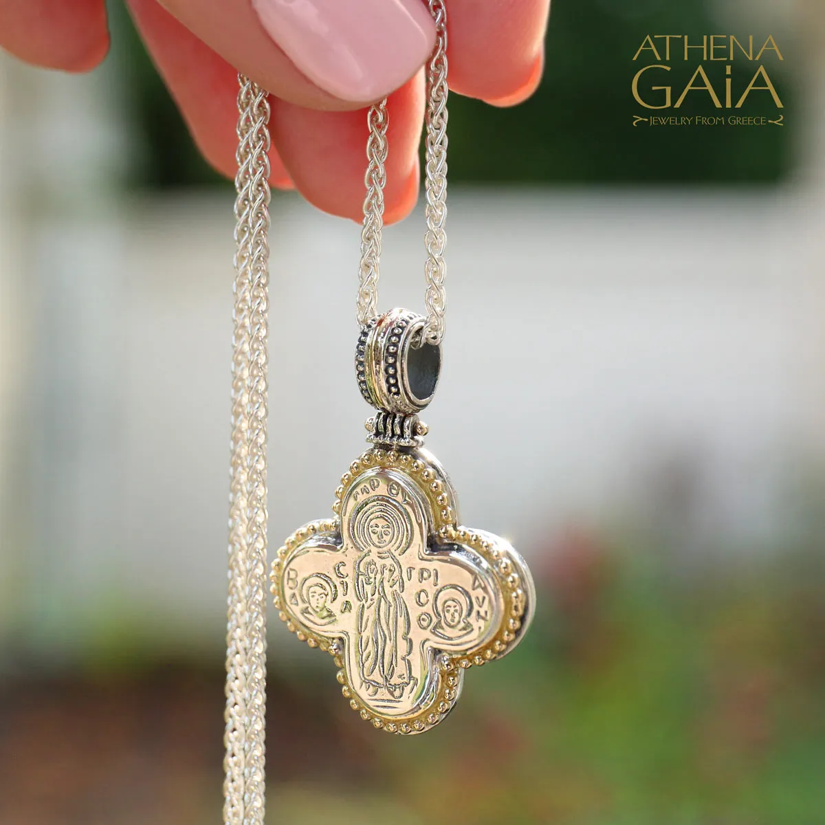 Gold Border Rounded Greek Cross