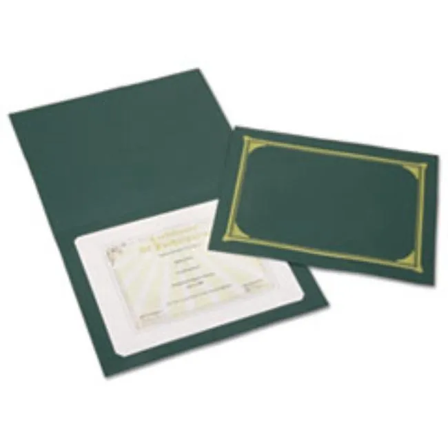 GOLD FOIL DOCUMENT COVER, 12 1-2 X 9 3-4, GREEN,  6 CT-SET, (5 SETS PER PACK)