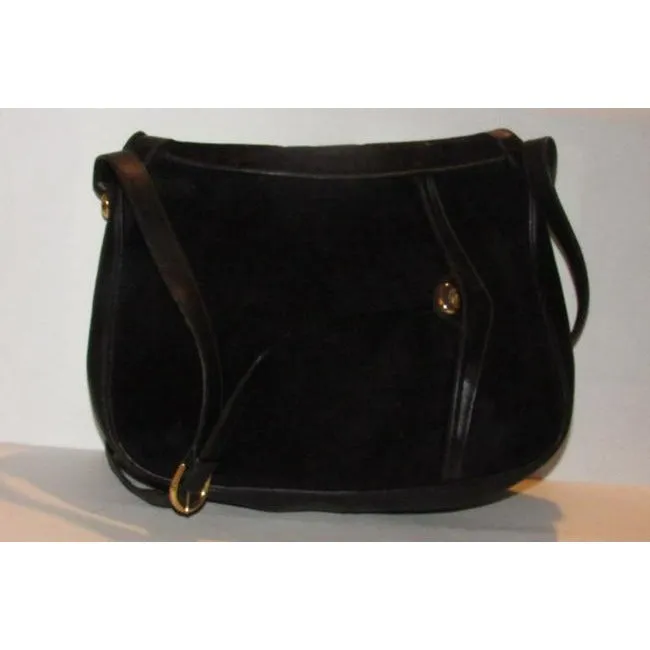 Gucci Vintage And Leather Shoulder Purse Black Suede Hobo Bag