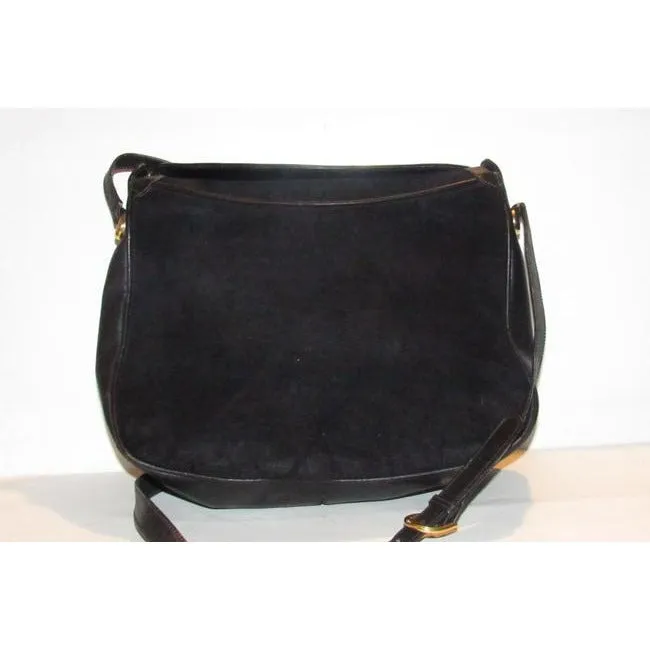 Gucci Vintage And Leather Shoulder Purse Black Suede Hobo Bag