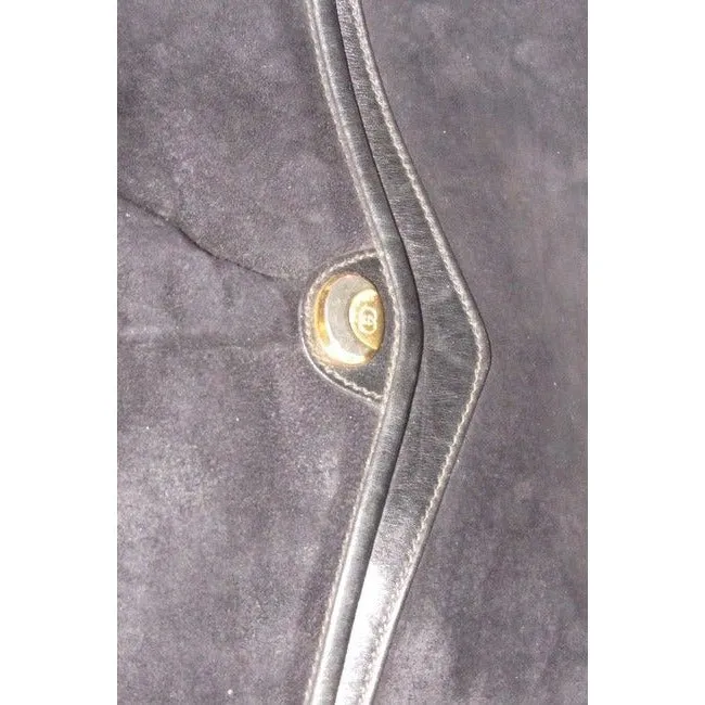Gucci Vintage And Leather Shoulder Purse Black Suede Hobo Bag