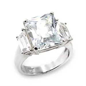 High-Polished 925 Sterling Silver Ring with AAA Grade CZ in Clear for Women Style 6X058
