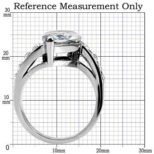 High polished (no plating) Stainless Steel Ring with AAA Grade CZ in Clear for Women Style TK008