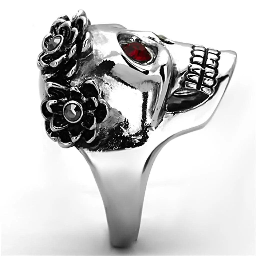 High polished (no plating) Stainless Steel Ring with Top Grade Crystal in Siam for Women Style TK1117