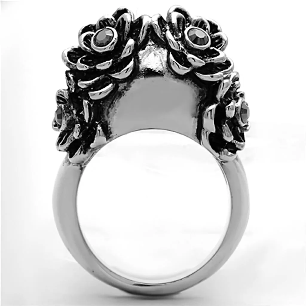 High polished (no plating) Stainless Steel Ring with Top Grade Crystal in Siam for Women Style TK1117
