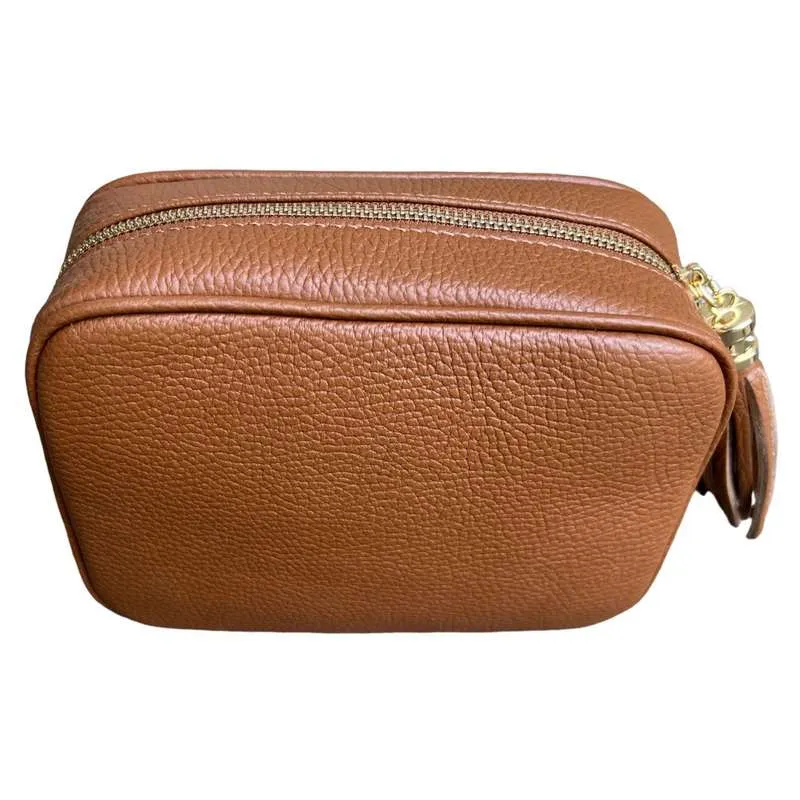 Italian Leather Big Box Bag in Tan