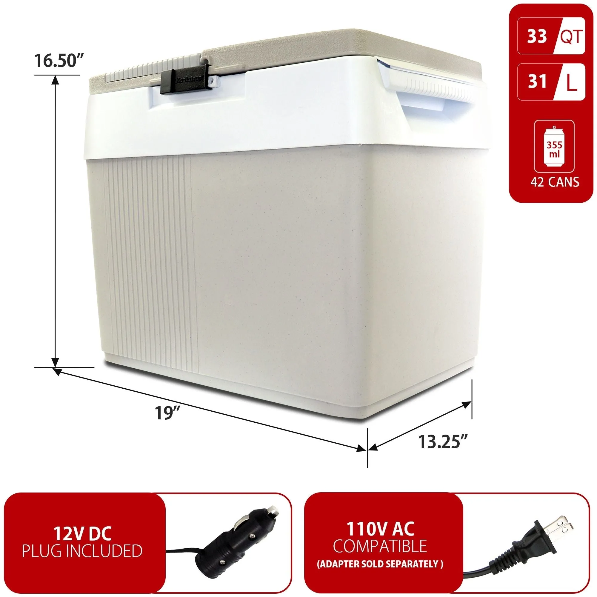 Koolatron 12V Electric Cooler/Warmer, 31L (33qt) Thermoelectric Car Fridge, Dual Opening, 12 Volt DC Connection, Plug In Iceless Portable Refrigerator, For Work Travel Vehicle Truck RV, Gray