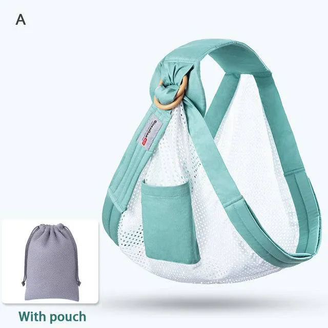 Mesh Fabric Baby Wrap and Infant Sling Carrier for Newborns and Nursing Cover, Supports up to 130 lbs (0-36M)