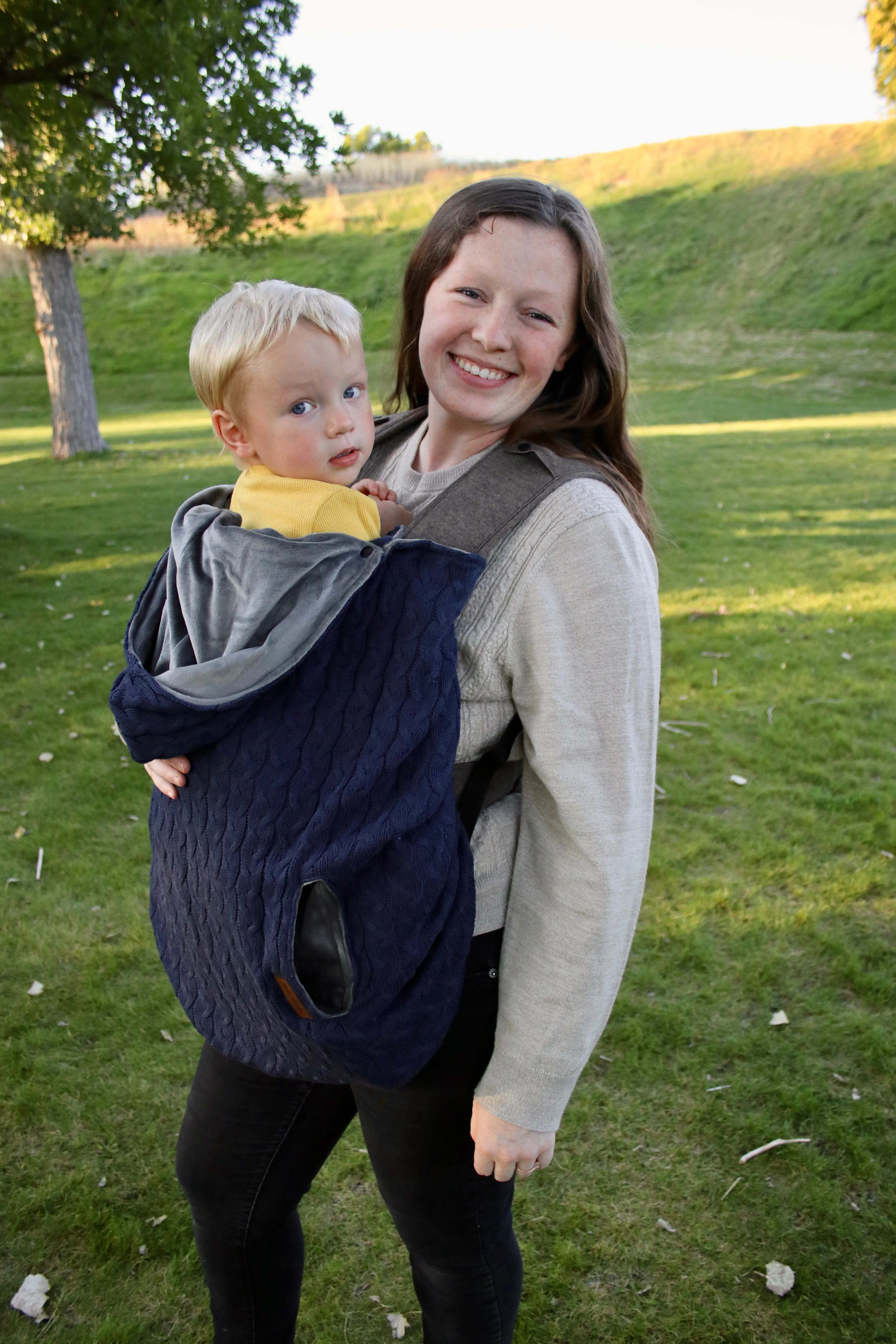 Navy Quilted Triangles - Sweater Knit Carrier Cover