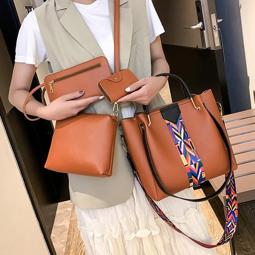 New Arrival Elegant, Stylish Ladies Bag Set PU Leather  On Sale (XNB2)
