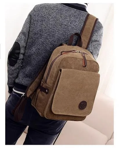 New Fashion canvas laptop backpack men travel bag men casual student school bag