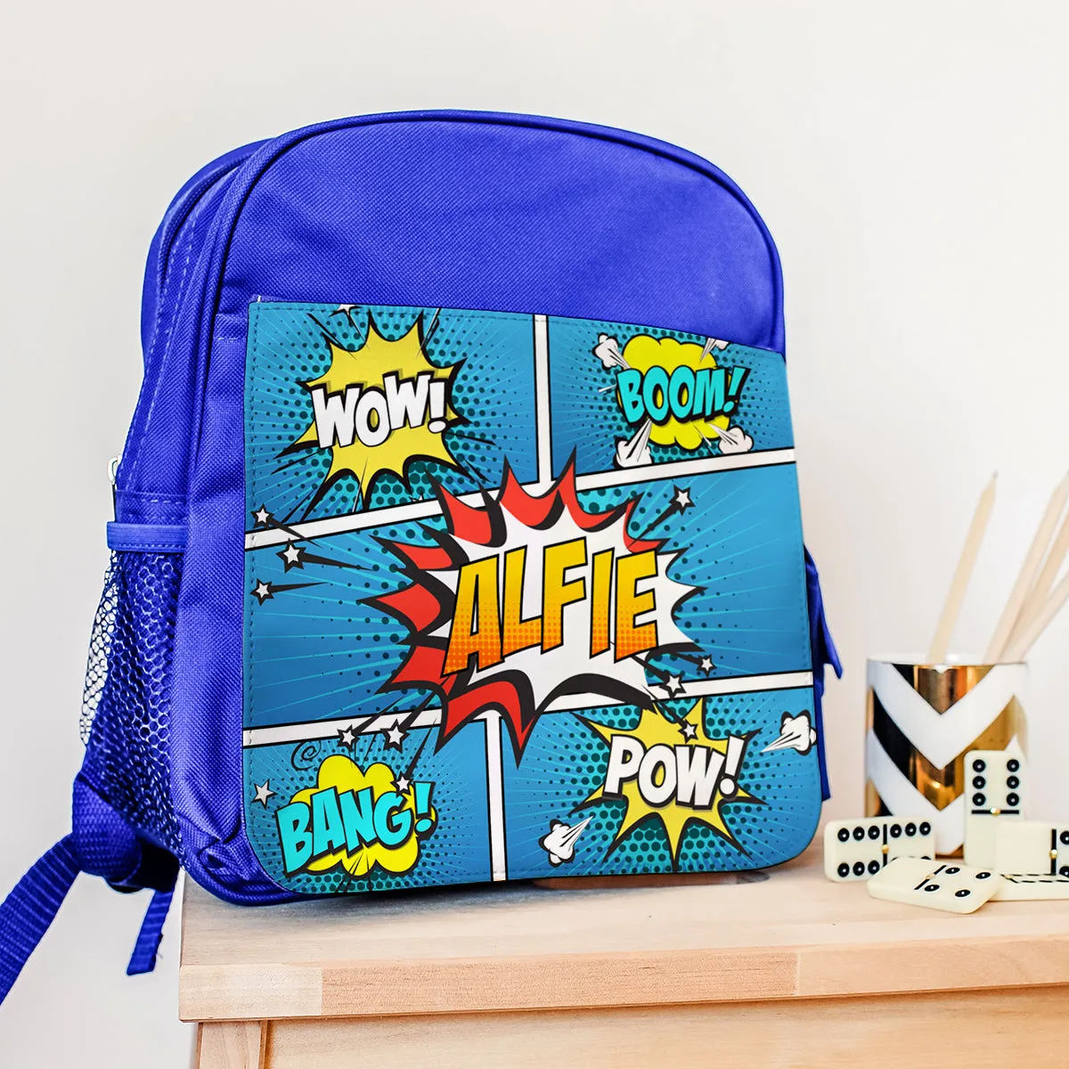 Personalised Blue 'Comic' Lunch Bag