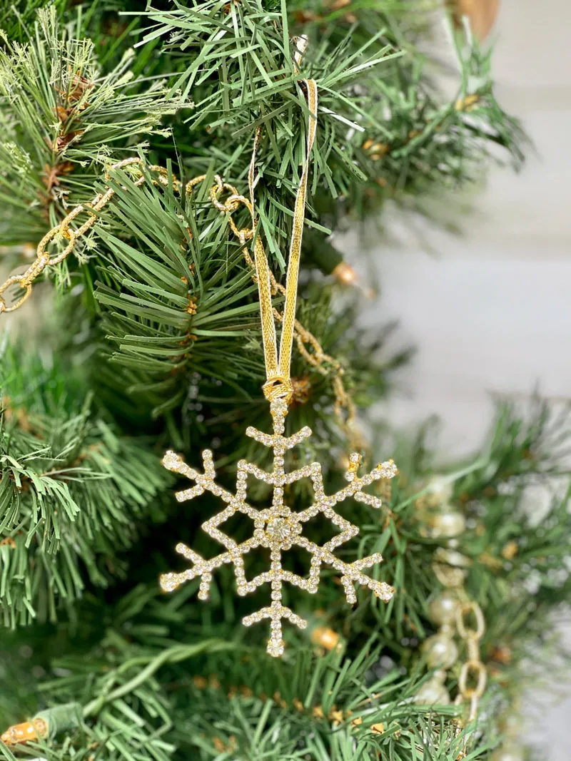 Rhinestone Snowflake Ornament - Gold