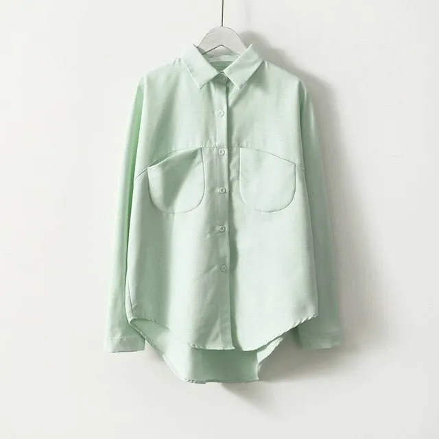 SHERHURE Superb Cotton Blend Collared Button Down Long Sleeve Shirt