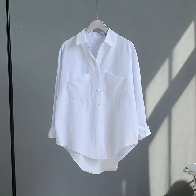 SHERHURE Superb Cotton Blend Collared Button Down Long Sleeve Shirt