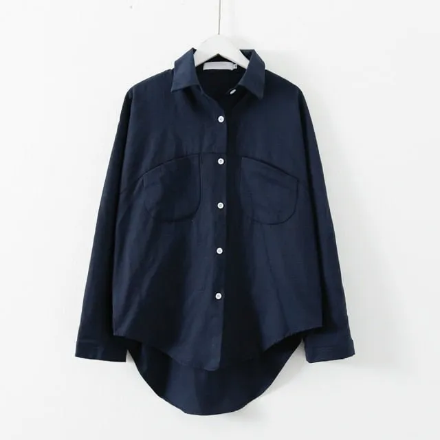SHERHURE Superb Cotton Blend Collared Button Down Long Sleeve Shirt