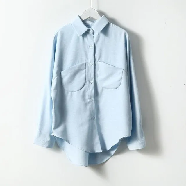 SHERHURE Superb Cotton Blend Collared Button Down Long Sleeve Shirt