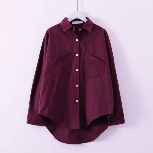 SHERHURE Superb Cotton Blend Collared Button Down Long Sleeve Shirt