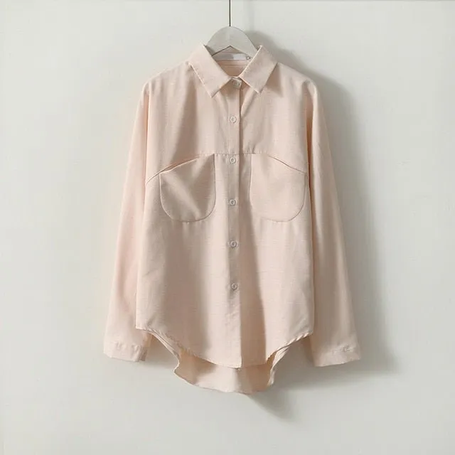 SHERHURE Superb Cotton Blend Collared Button Down Long Sleeve Shirt