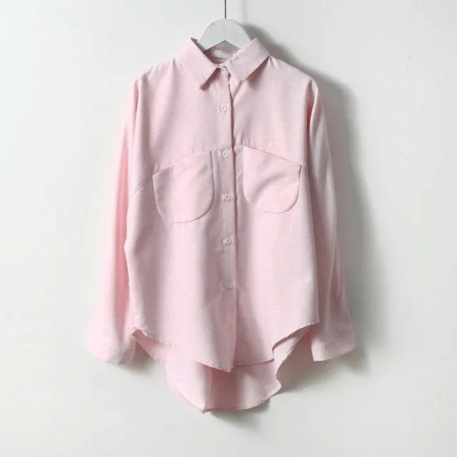 SHERHURE Superb Cotton Blend Collared Button Down Long Sleeve Shirt
