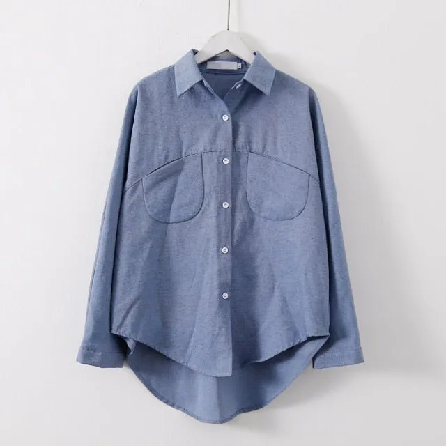 SHERHURE Superb Cotton Blend Collared Button Down Long Sleeve Shirt