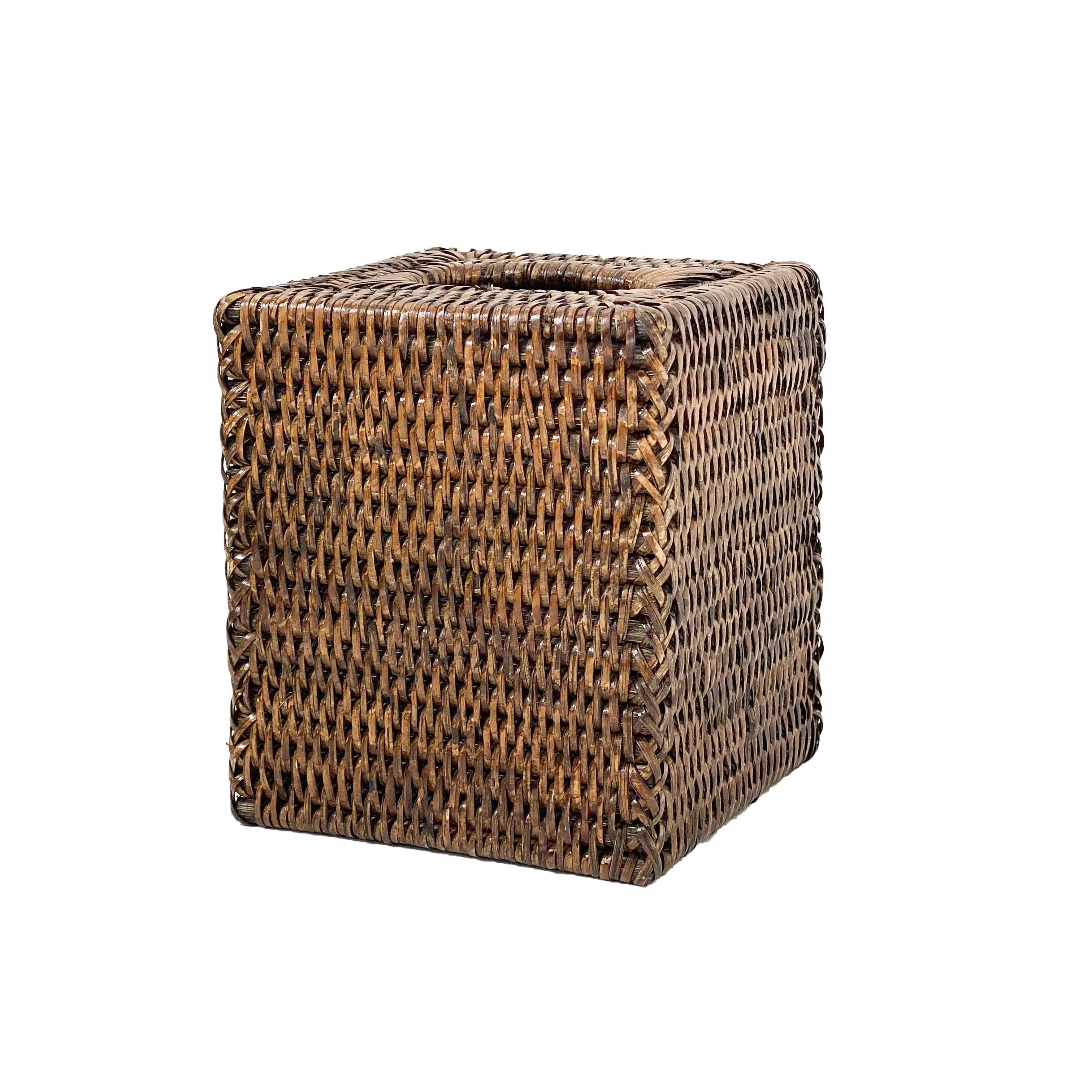 Square Rattan Tissue Box Holder | Antique