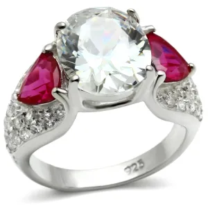 Sterling Silver Ring AAA GRD CZ Ruby LOS531 for Women Style Rhodium