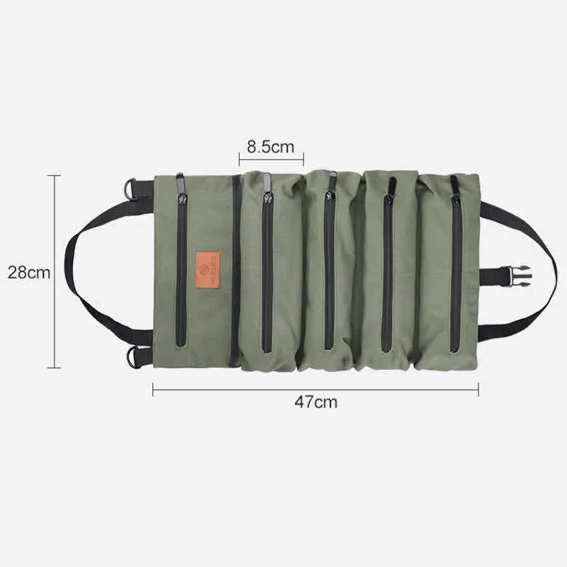 Tool Roll Bag Organizer Heavy Duty Tool Handbag with 5 Tool Pouches