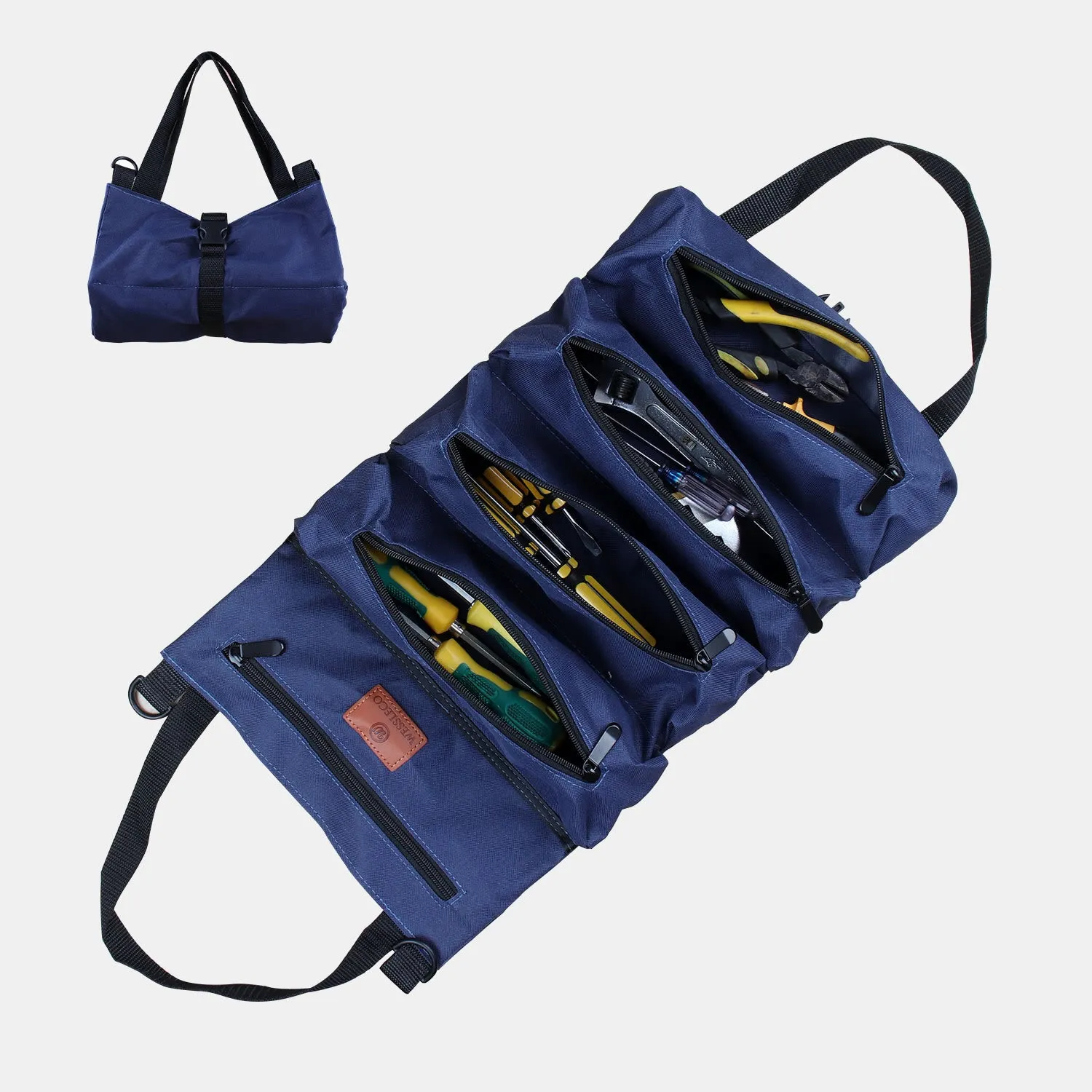 Tool Roll Bag Organizer Heavy Duty Tool Handbag with 5 Tool Pouches