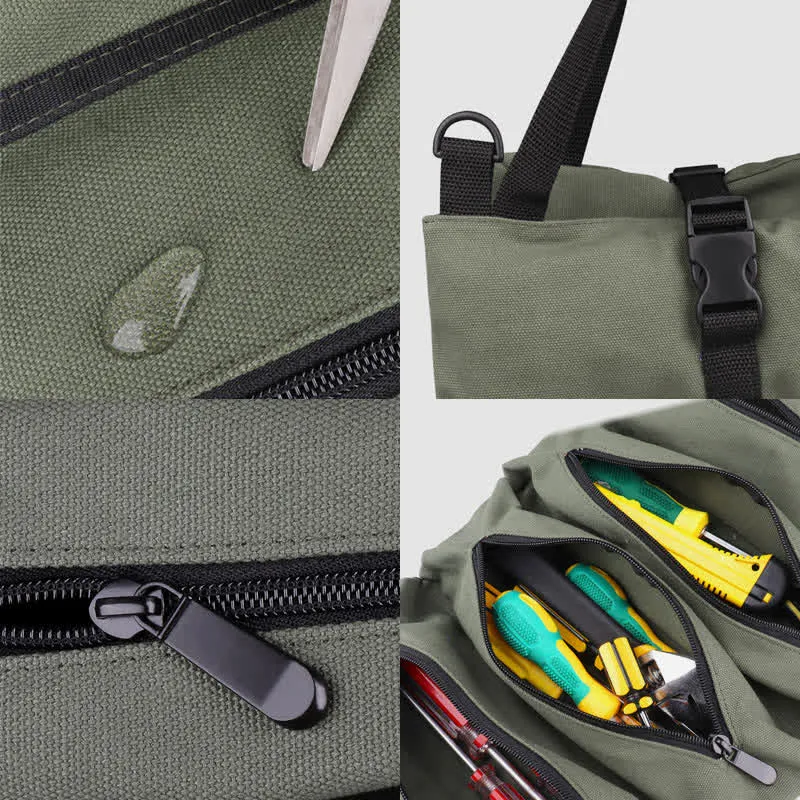 Tool Roll Bag Organizer Heavy Duty Tool Handbag with 5 Tool Pouches