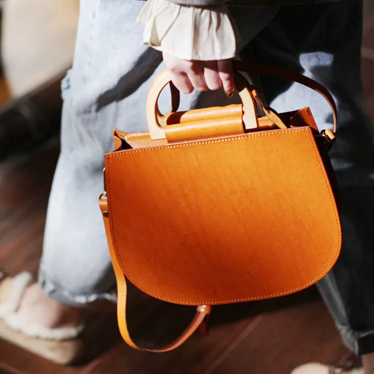 Vintage Women's Small Real Leather Crossbody Handbags Over the Shoulder Purse for Women