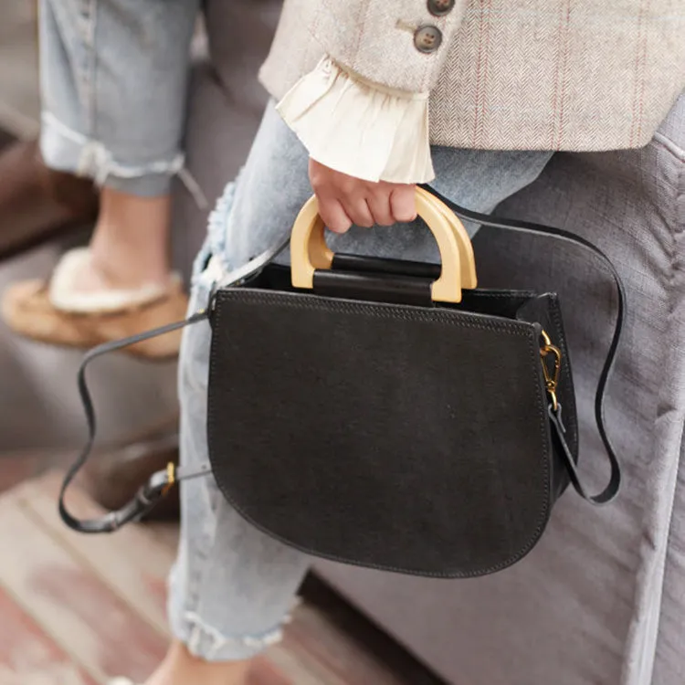 Vintage Women's Small Real Leather Crossbody Handbags Over the Shoulder Purse for Women