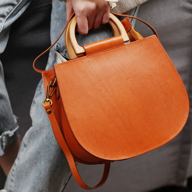 Vintage Women's Small Real Leather Crossbody Handbags Over the Shoulder Purse for Women