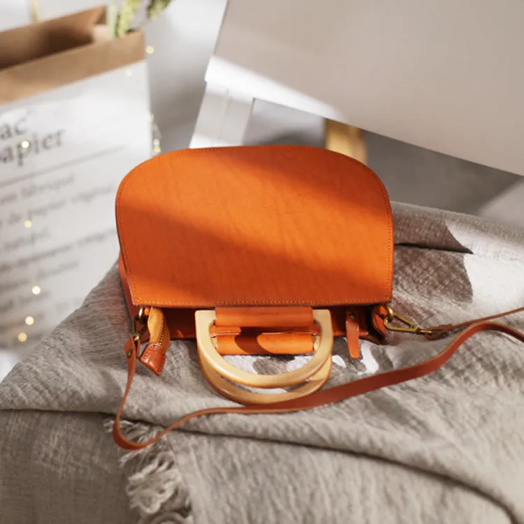 Vintage Women's Small Real Leather Crossbody Handbags Over the Shoulder Purse for Women
