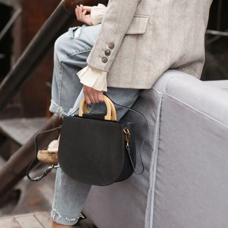 Vintage Women's Small Real Leather Crossbody Handbags Over the Shoulder Purse for Women